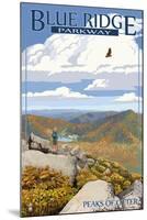 Blue Ridge Parkway - Peaks of Otter in Fall-Lantern Press-Mounted Art Print