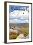 Blue Ridge Parkway - Peaks of Otter in Fall-Lantern Press-Framed Art Print