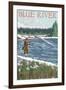 Blue River, Colorado - Fisherman Wading, c.2008-Lantern Press-Framed Art Print