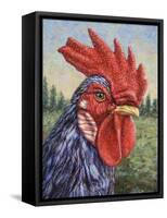 Blue Rooster-James W. Johnson-Framed Stretched Canvas
