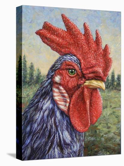 Blue Rooster-James W. Johnson-Stretched Canvas