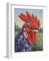 Blue Rooster-James W. Johnson-Framed Giclee Print