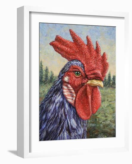 Blue Rooster-James W. Johnson-Framed Giclee Print