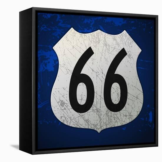 Blue Route 66 Sign-vitavalka-Framed Stretched Canvas