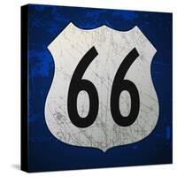 Blue Route 66 Sign-vitavalka-Stretched Canvas
