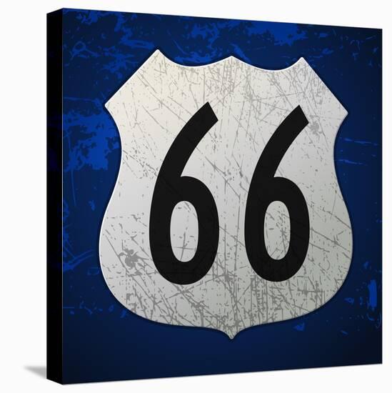 Blue Route 66 Sign-vitavalka-Stretched Canvas