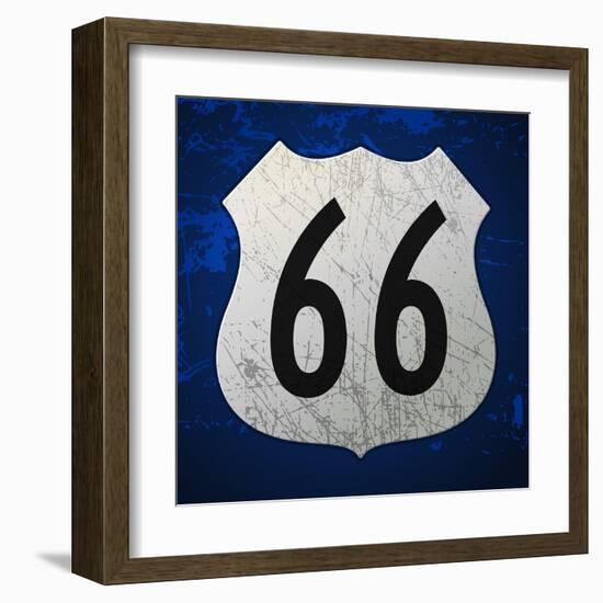 Blue Route 66 Sign-vitavalka-Framed Art Print