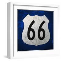 Blue Route 66 Sign-vitavalka-Framed Art Print