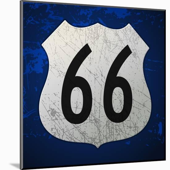 Blue Route 66 Sign-vitavalka-Mounted Art Print