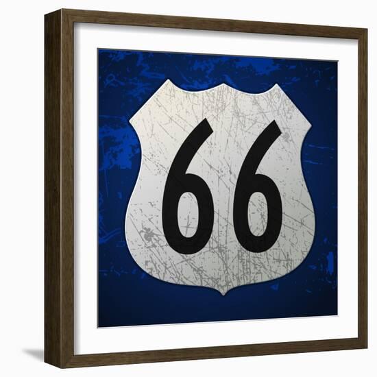 Blue Route 66 Sign-vitavalka-Framed Art Print