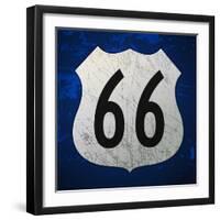 Blue Route 66 Sign-vitavalka-Framed Art Print