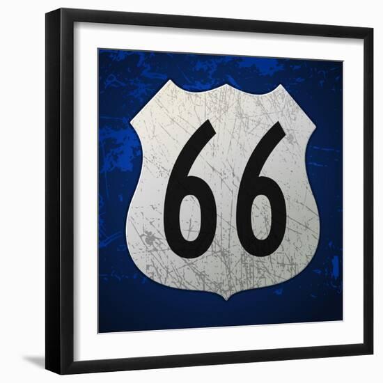 Blue Route 66 Sign-vitavalka-Framed Art Print