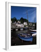 Blue Sailing Dinghy and River Aven, Pont-Aven, Brittany, France-Julian Pottage-Framed Photographic Print