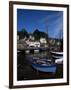 Blue Sailing Dinghy and River Aven, Pont-Aven, Brittany, France-Julian Pottage-Framed Photographic Print