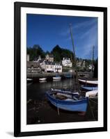 Blue Sailing Dinghy and River Aven, Pont-Aven, Brittany, France-Julian Pottage-Framed Photographic Print