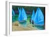 Blue sails,Looe, 2018-Andrew Macara-Framed Giclee Print