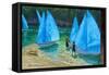 Blue sails,Looe, 2018-Andrew Macara-Framed Stretched Canvas