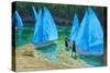 Blue sails,Looe, 2018-Andrew Macara-Stretched Canvas