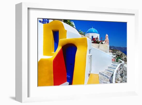 Blue Santorini III-null-Framed Art Print