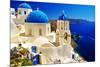 Blue Santorini IV-null-Mounted Art Print