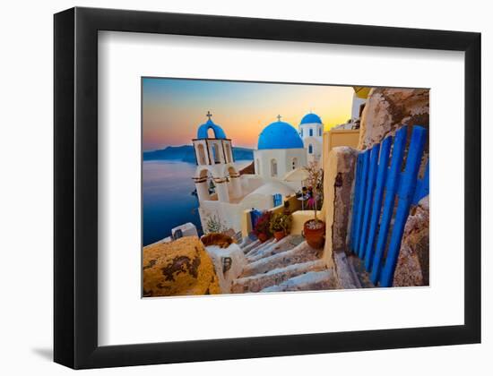 Blue Santorini V-null-Framed Art Print