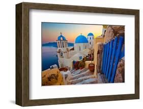 Blue Santorini V-null-Framed Art Print