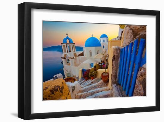 Blue Santorini V-null-Framed Art Print