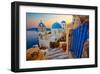 Blue Santorini V-null-Framed Art Print