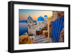 Blue Santorini V-null-Framed Art Print