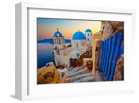 Blue Santorini V-null-Framed Art Print