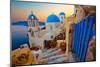 Blue Santorini V-null-Mounted Art Print