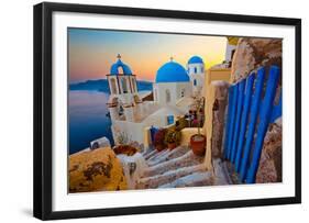 Blue Santorini V-null-Framed Art Print