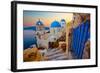 Blue Santorini V-null-Framed Art Print