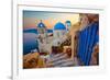 Blue Santorini V-null-Framed Art Print