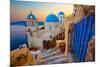 Blue Santorini V-null-Mounted Art Print