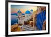 Blue Santorini V-null-Framed Art Print