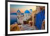 Blue Santorini V-null-Framed Art Print