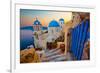 Blue Santorini V-null-Framed Art Print