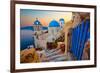 Blue Santorini V-null-Framed Art Print