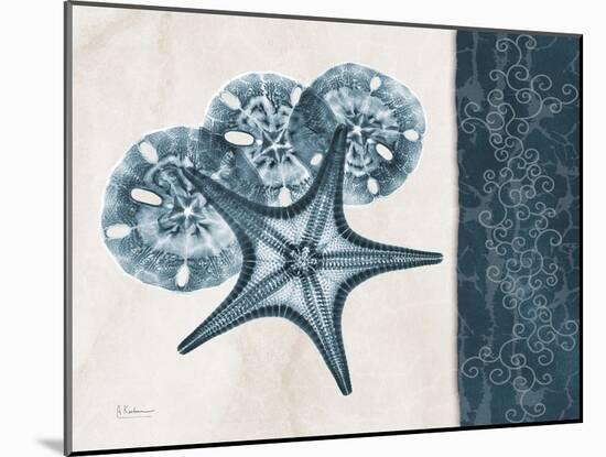 Blue Scroll Starfish 1-Albert Koetsier-Mounted Art Print