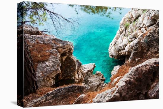 Blue Sea and Rocks-Lamarinx-Stretched Canvas