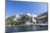 Blue sea frames the medieval old town and fortress, Bonifacio, Corsica, France, Mediterranean, Euro-Roberto Moiola-Mounted Photographic Print