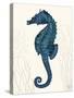 Blue Seahorses on Cream b-Fab Funky-Stretched Canvas