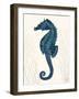 Blue Seahorses on Cream b-Fab Funky-Framed Art Print