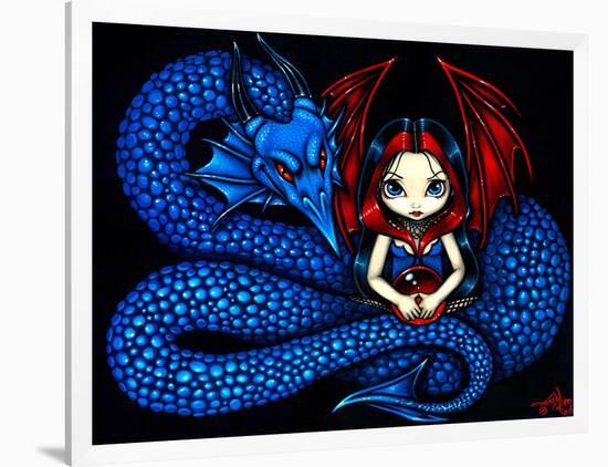 Blue Serpent - a Gothic Fairy and her Dragon-Jasmine Becket-Griffith-Framed Art Print