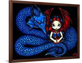 Blue Serpent - a Gothic Fairy and her Dragon-Jasmine Becket-Griffith-Framed Art Print