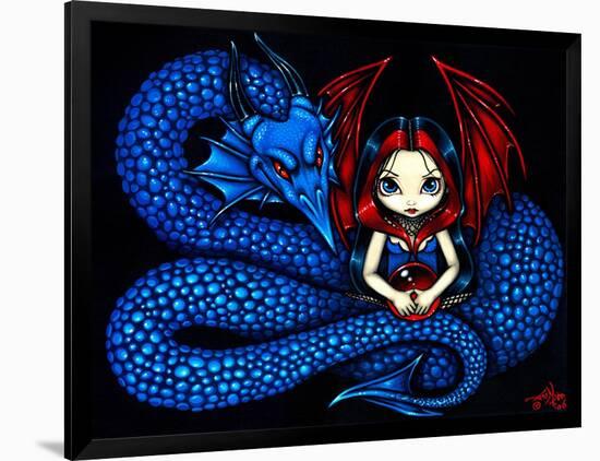 Blue Serpent - a Gothic Fairy and her Dragon-Jasmine Becket-Griffith-Framed Art Print