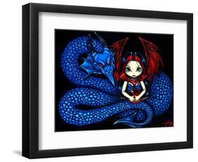 Blue Serpent - a Gothic Fairy and her Dragon-Jasmine Becket-Griffith-Framed Art Print