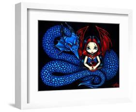 Blue Serpent - a Gothic Fairy and her Dragon-Jasmine Becket-Griffith-Framed Art Print