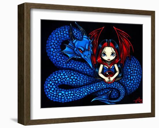 Blue Serpent - a Gothic Fairy and her Dragon-Jasmine Becket-Griffith-Framed Art Print